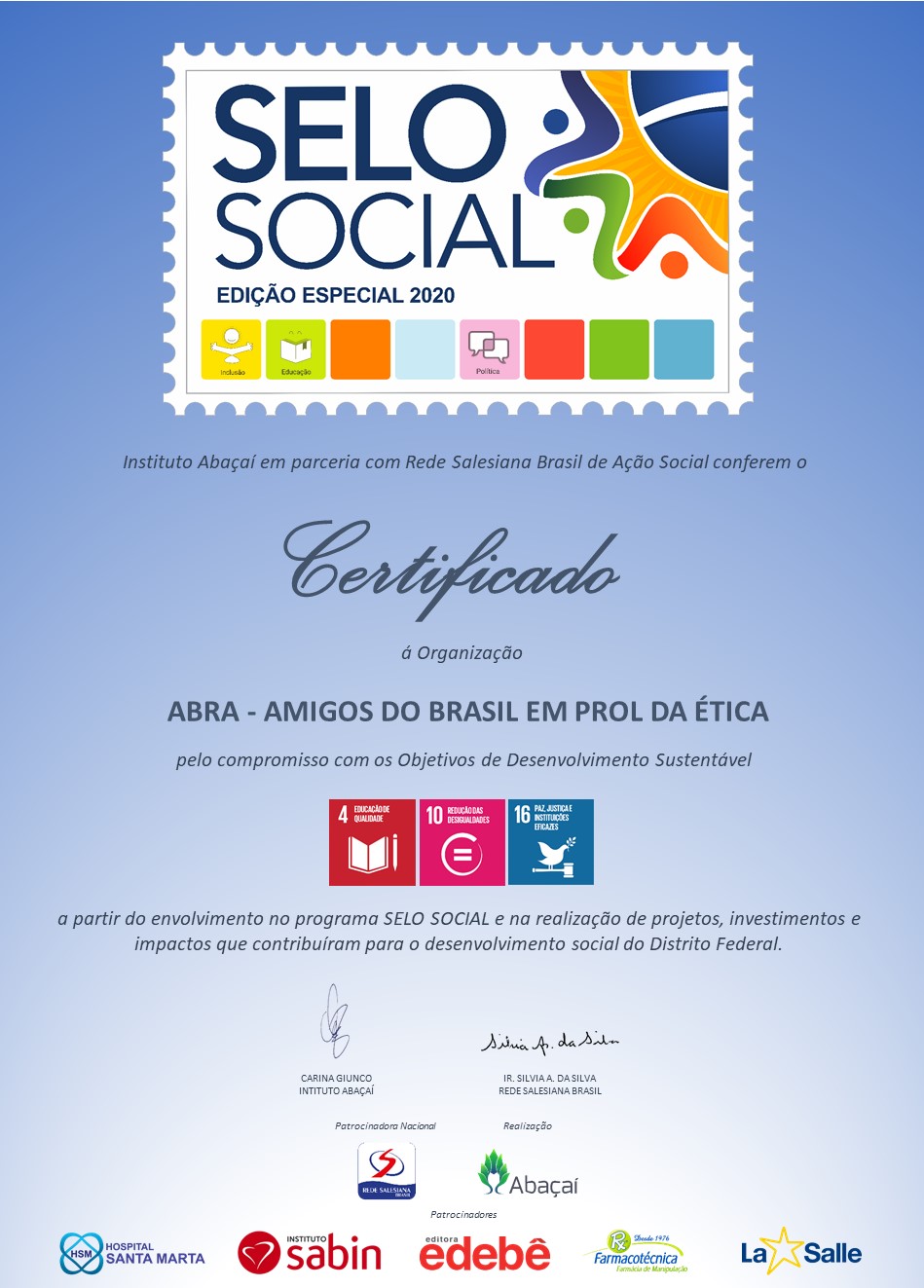 Social Seal DF — Special Edition 2020 Certificate